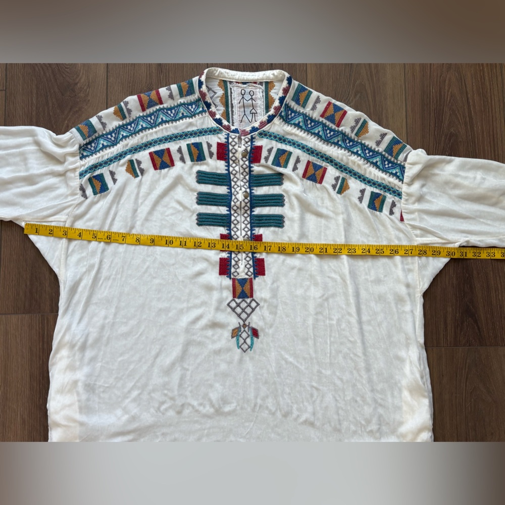 Johnny Was Eugenia Velvet Blouse Sz M Silk Blend Embroidered Western Boho Hippie - Picture 8 of 9